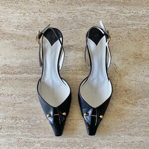 Vintage Chanel Cruise Pin Collar Slingback Kitten Heels